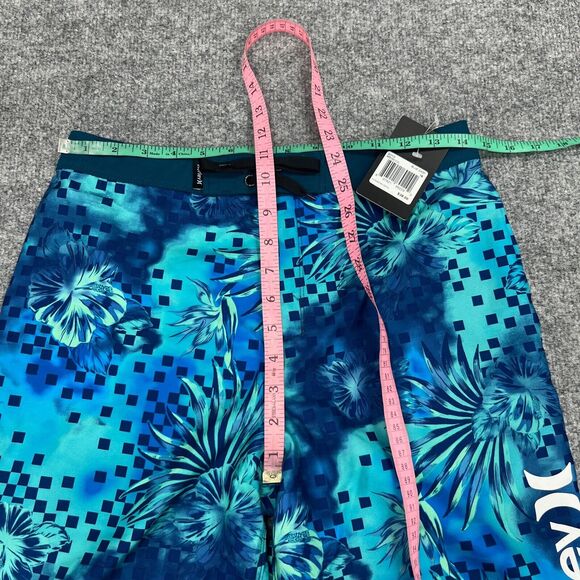 Hurley Board Shorts Boys 16 Blue Gaze Floral Print 9 Inch Inseam Swim Trunks - Picture 5 of 12
